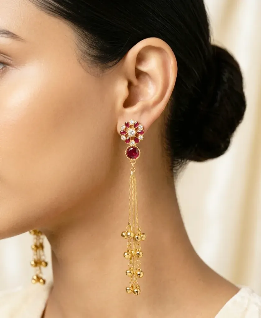 ROYEL RUBY TASSEL EARRINGS